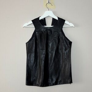 Markus Huemer Black Leather Sleeveless Top -  4